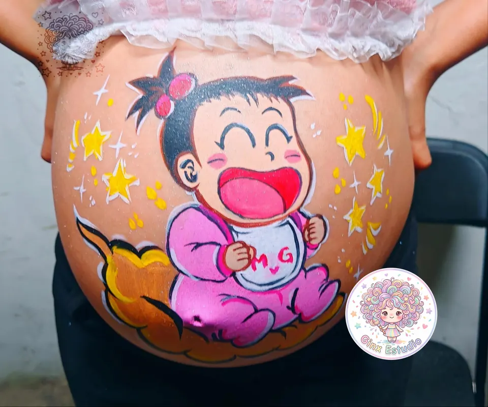 Pinta pancitas: bebé caricatura con estrellas